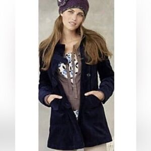 NAVY CORDUROY CLASSIC HOODED COAT